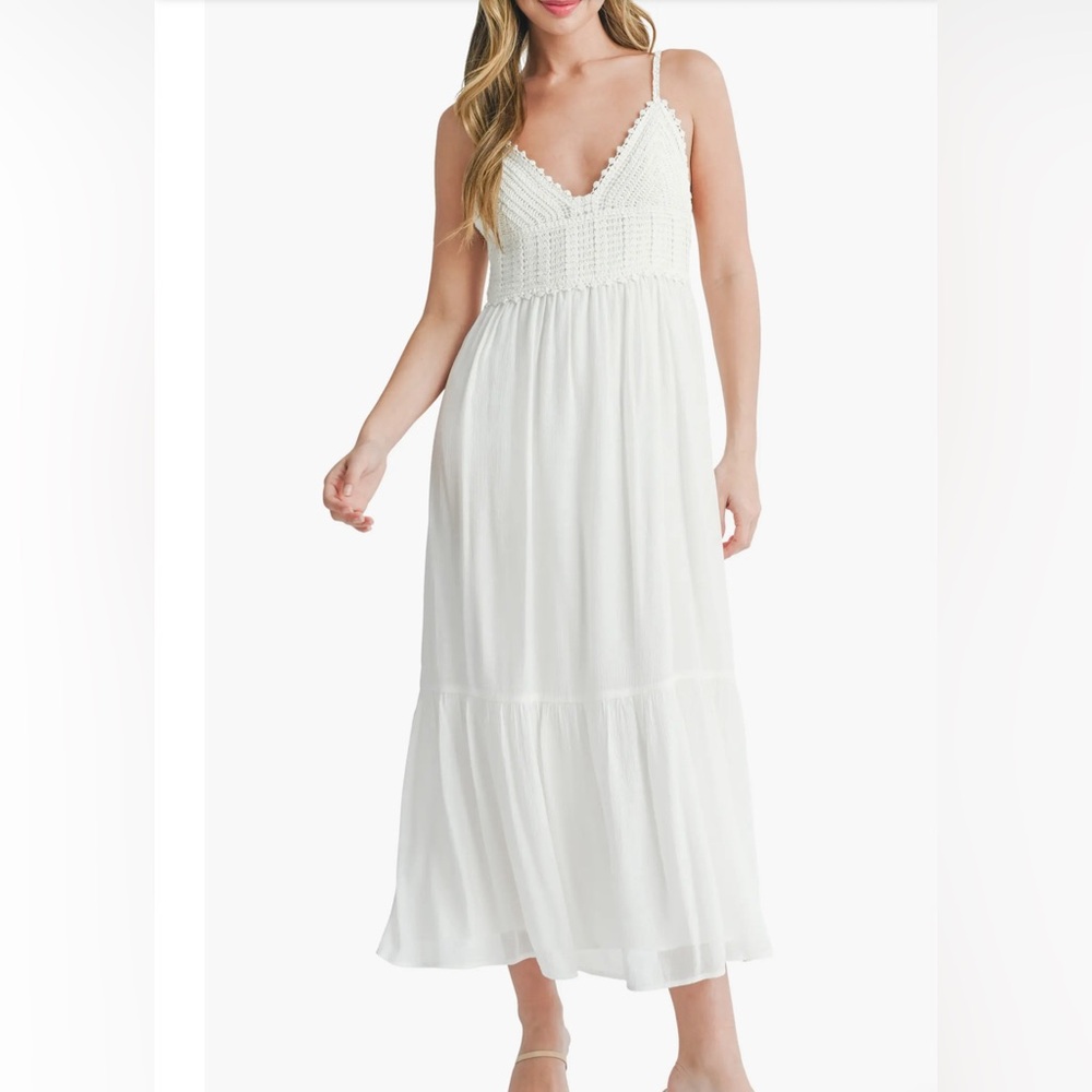 Lush crochet top white dress size small